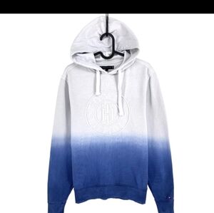 Tommy Hilfiger White-to-Blue Ombre Embossed Logo Hoodie, New , Never Been Worn